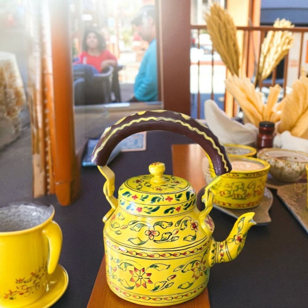 Painted Tea Kettle Designer Chai Ketli (1 L) – Handmade Aluminium Chai Pot for Kitchen, Gifting & Festival Décor - Image 2